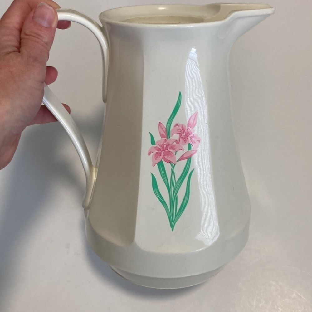 Vintage 80s Thermos Pink Flower Christa Coffee Butler Carafe - Picture 8 of 14